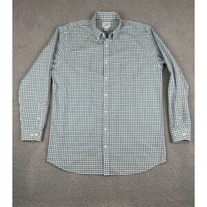 LL Bean Mens Shirt Size L Tall Traditional Fit Button Down Yellow Plaid Cotton